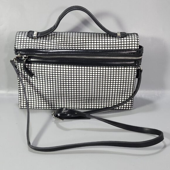 GX by Gwen Stefani Seto Purse Shoulder Strap Bag Black White Mesh Faux Leather - Picture 1 of 14
